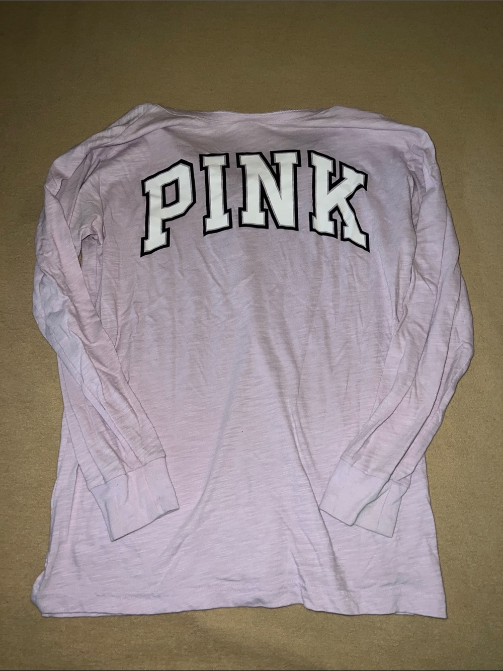 PINK Long Sleeve Graphic Tee - Light Lavender size xs